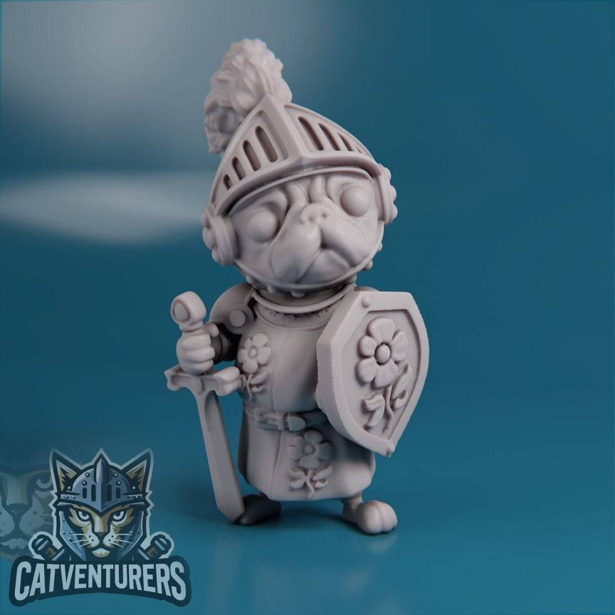 Sir Snortington Pug Knight 3D print model_1
