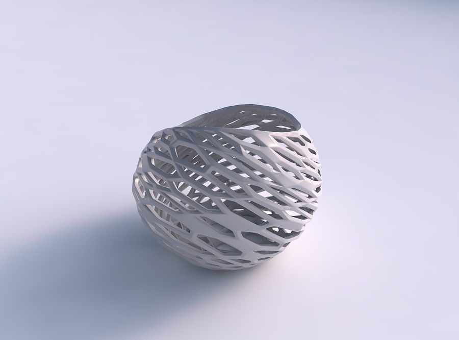 Bowl skewed and twisted with faceted and twisted organic latt... 3D print model_0