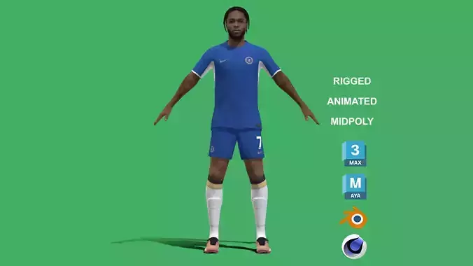 3D Rigged Raheem Sterling Chelsea 2024 3D model