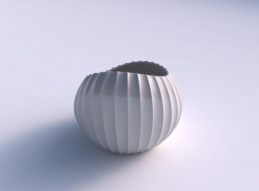 Bowl skewed and twisted with extruded vertical lines 3D print model_0
