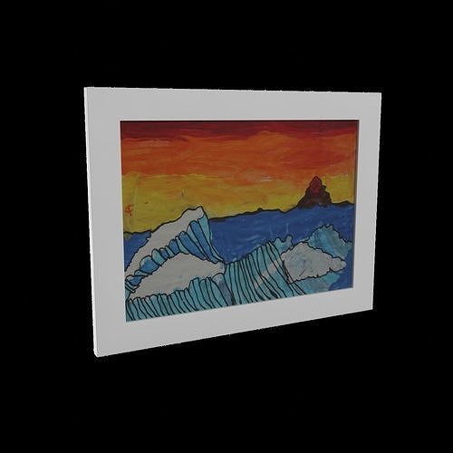 Landscape Painting - Abstract Low-poly 3D model
