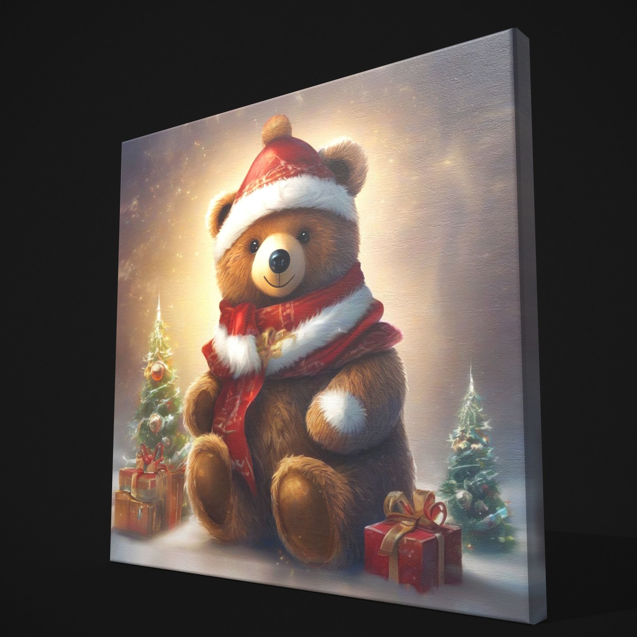 Christmas Bear Painting One Low-poly 3D model_12