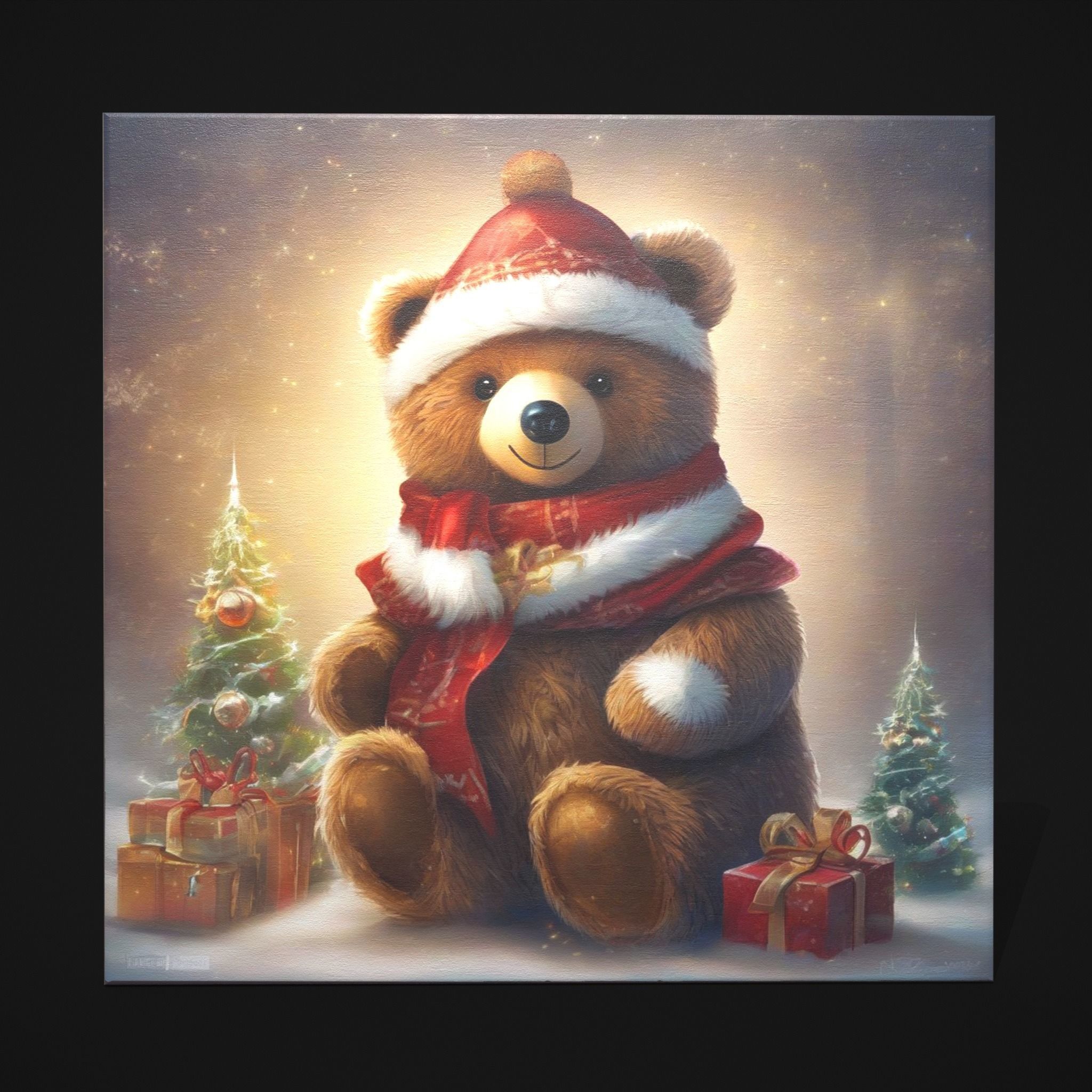 Christmas Bear Painting One Low-poly 3D model_7