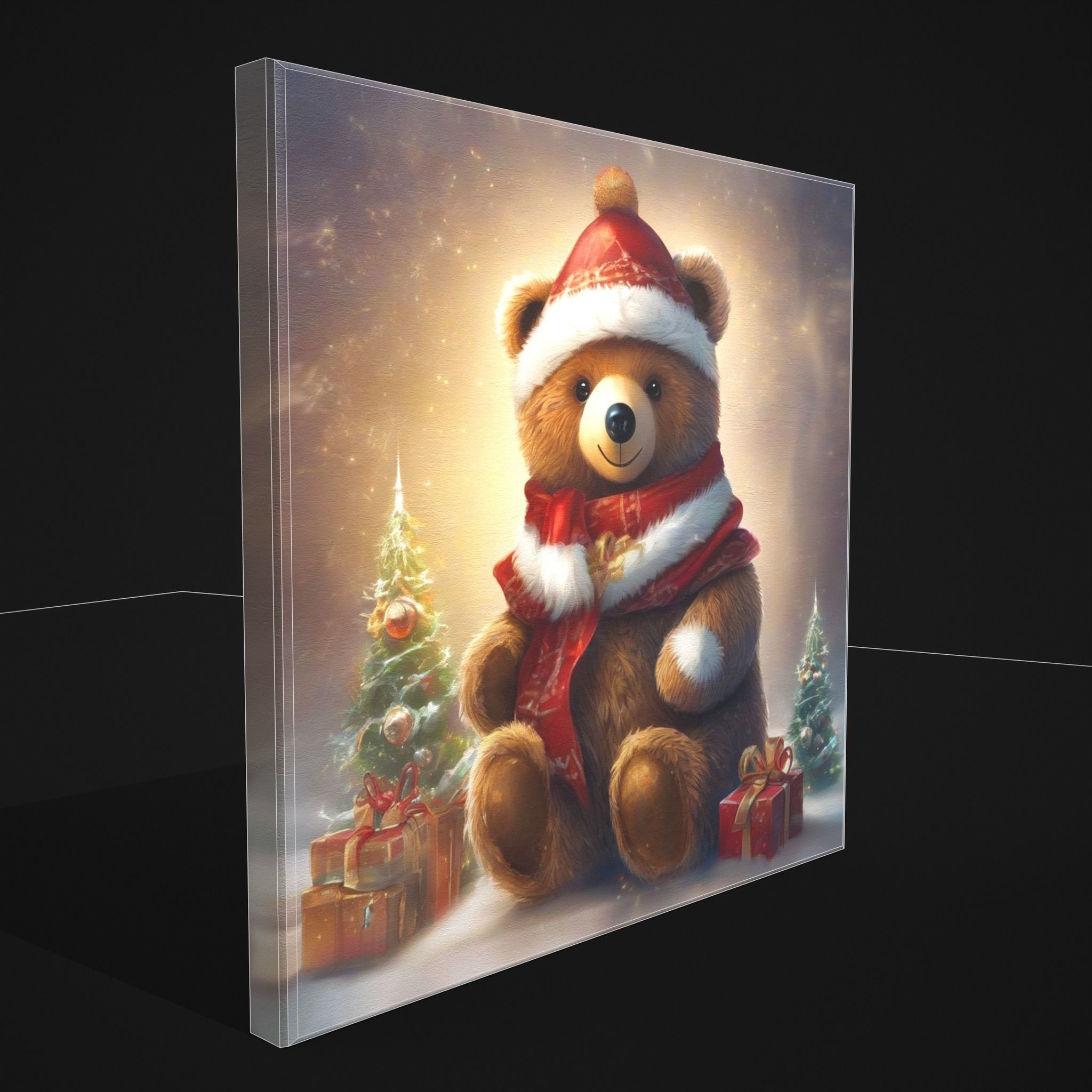 Christmas Bear Painting One Low-poly 3D model_4