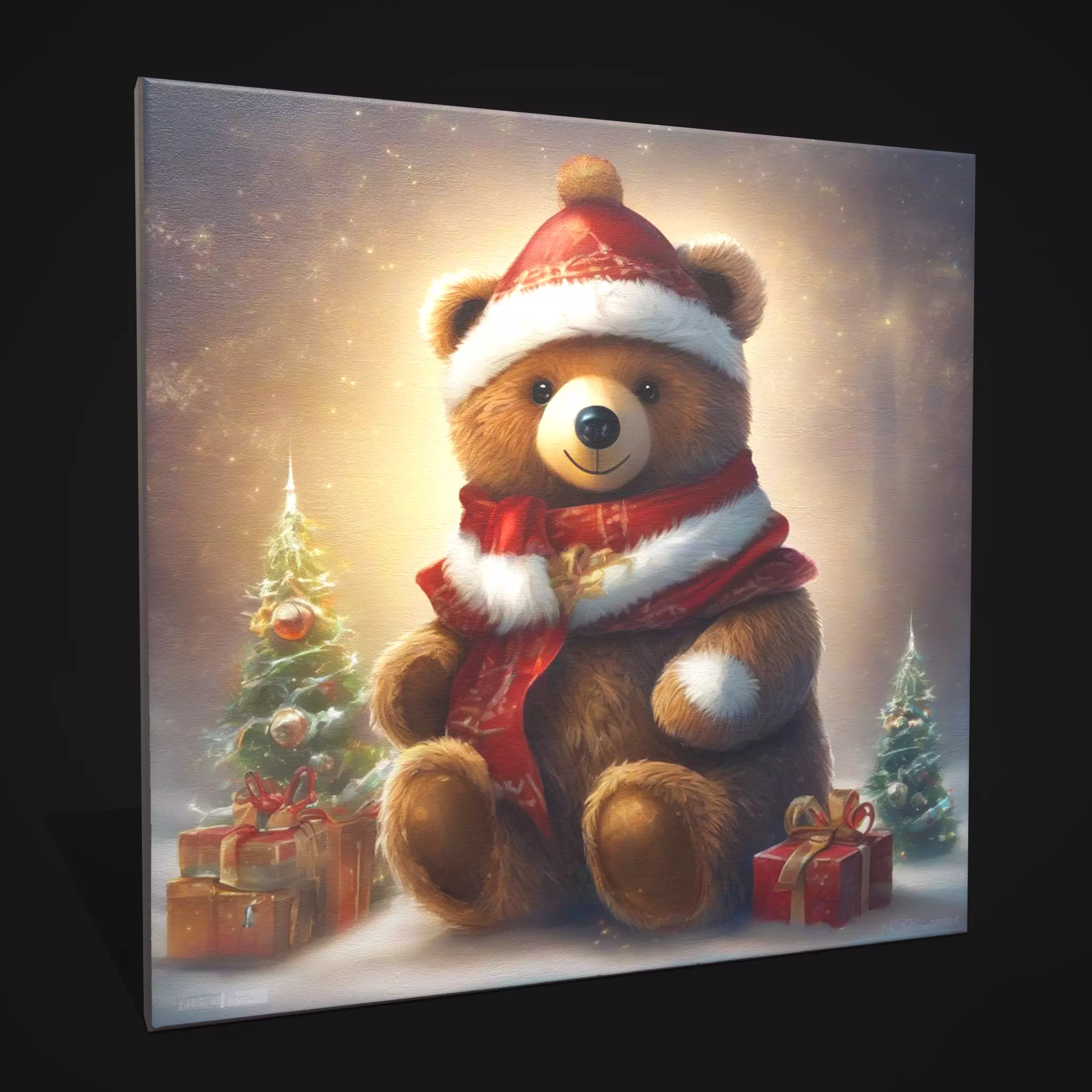 Christmas Bear Painting One Low-poly 3D model_0