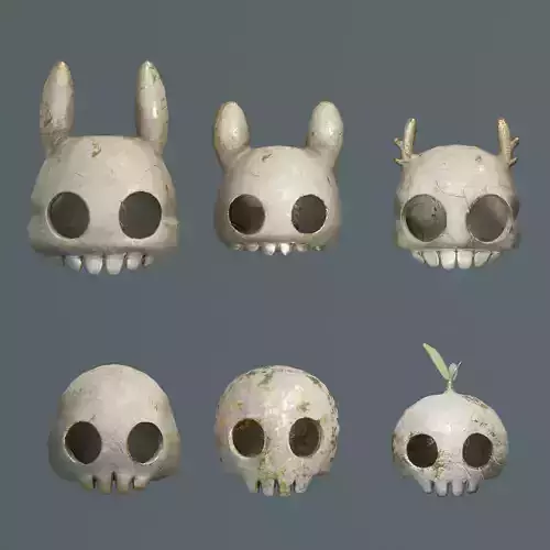 Cartoony Skulls  Low-poly 3D model