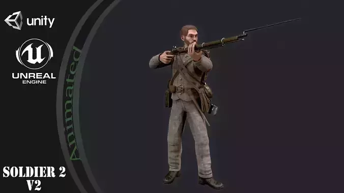 Soldier 2 version 2  Low-poly 3D model