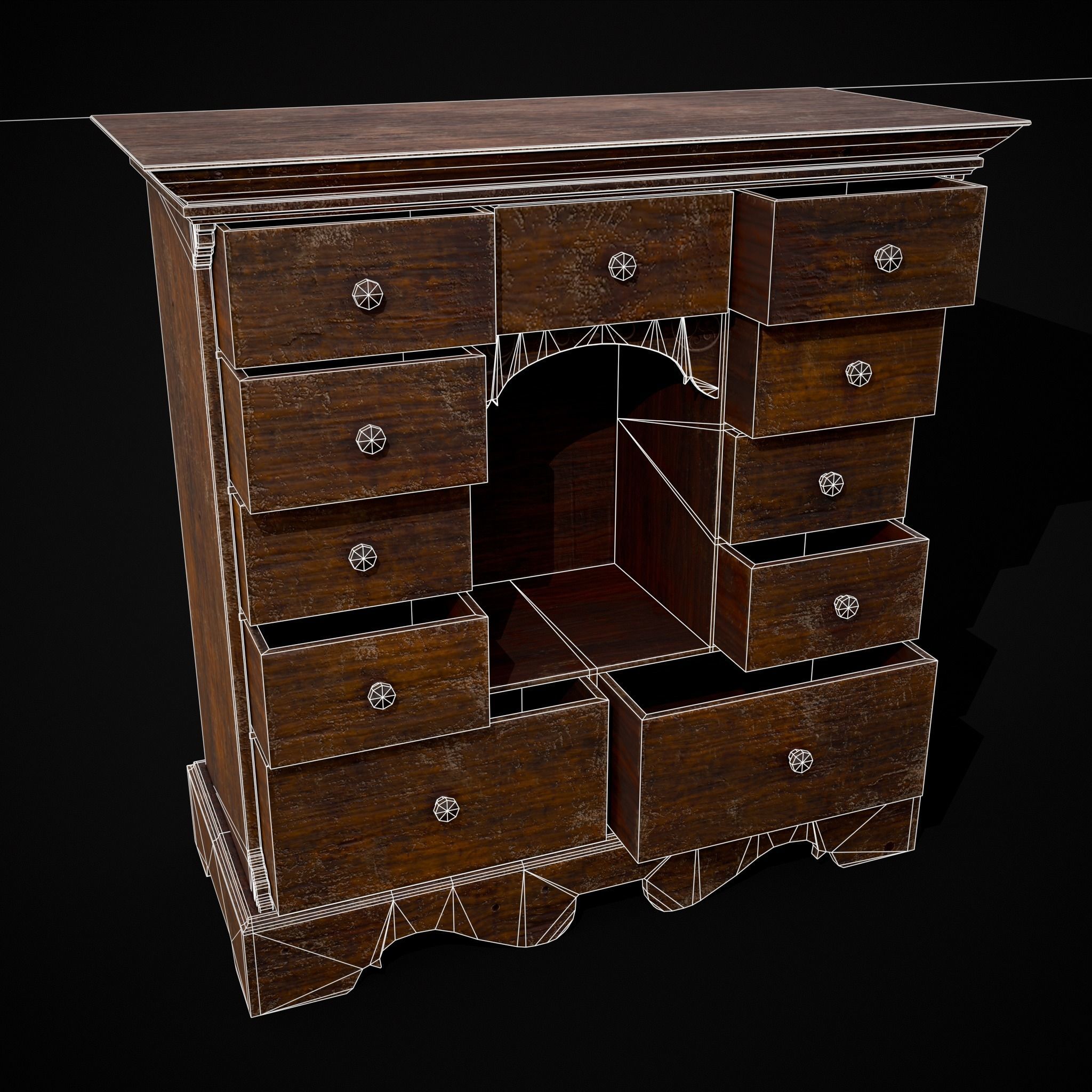 Welsh Spice Cabinet Low-poly 3D model_12