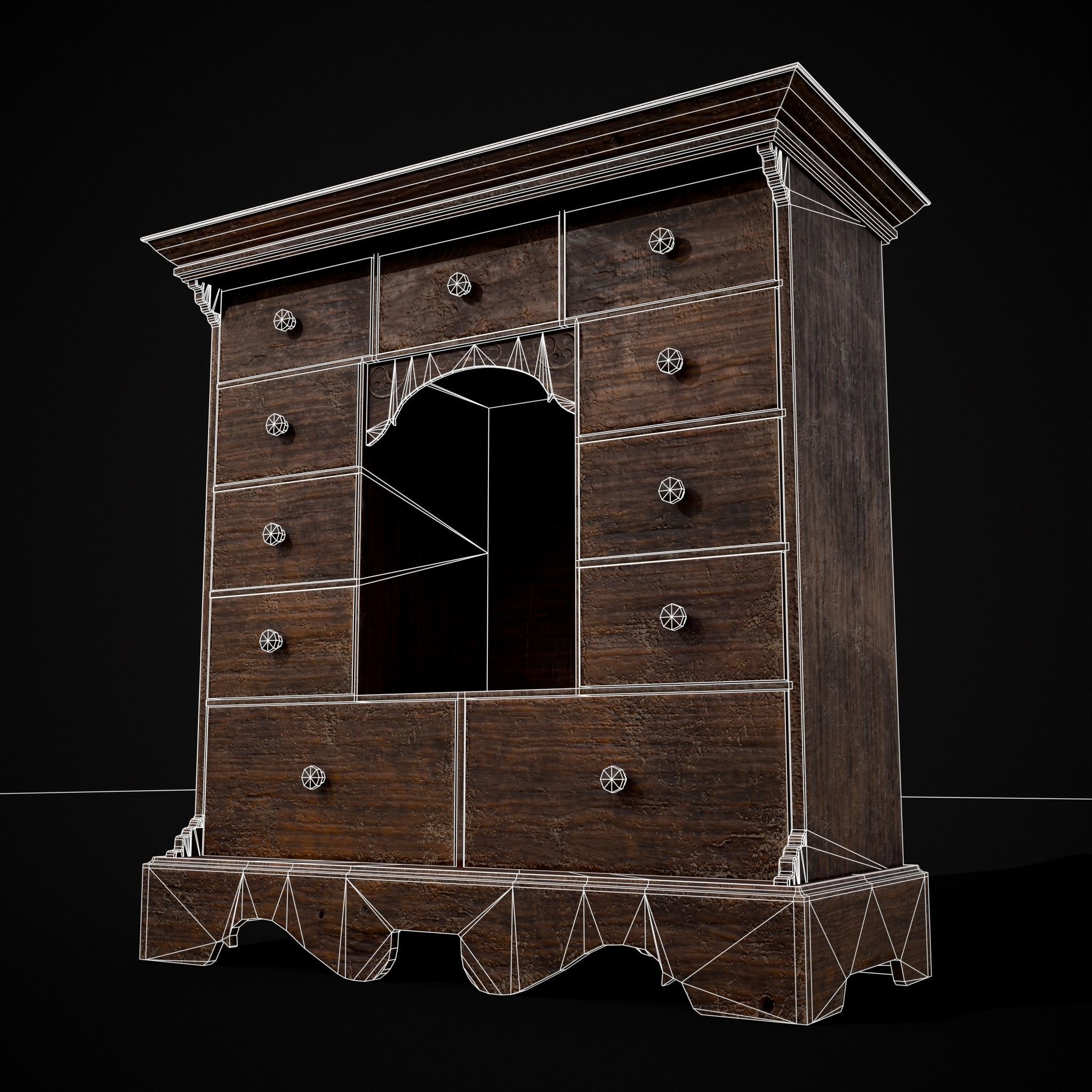 Welsh Spice Cabinet Low-poly 3D model_6