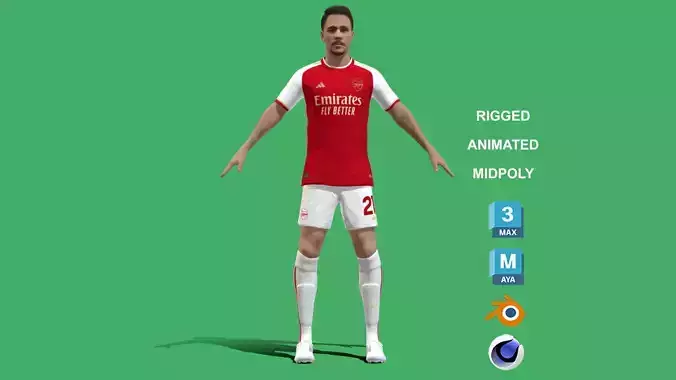 3D Rigged Fabio Vieira EPL 2024 3D model