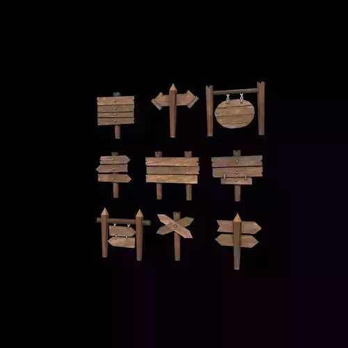 Sign Board Low-poly 3D model