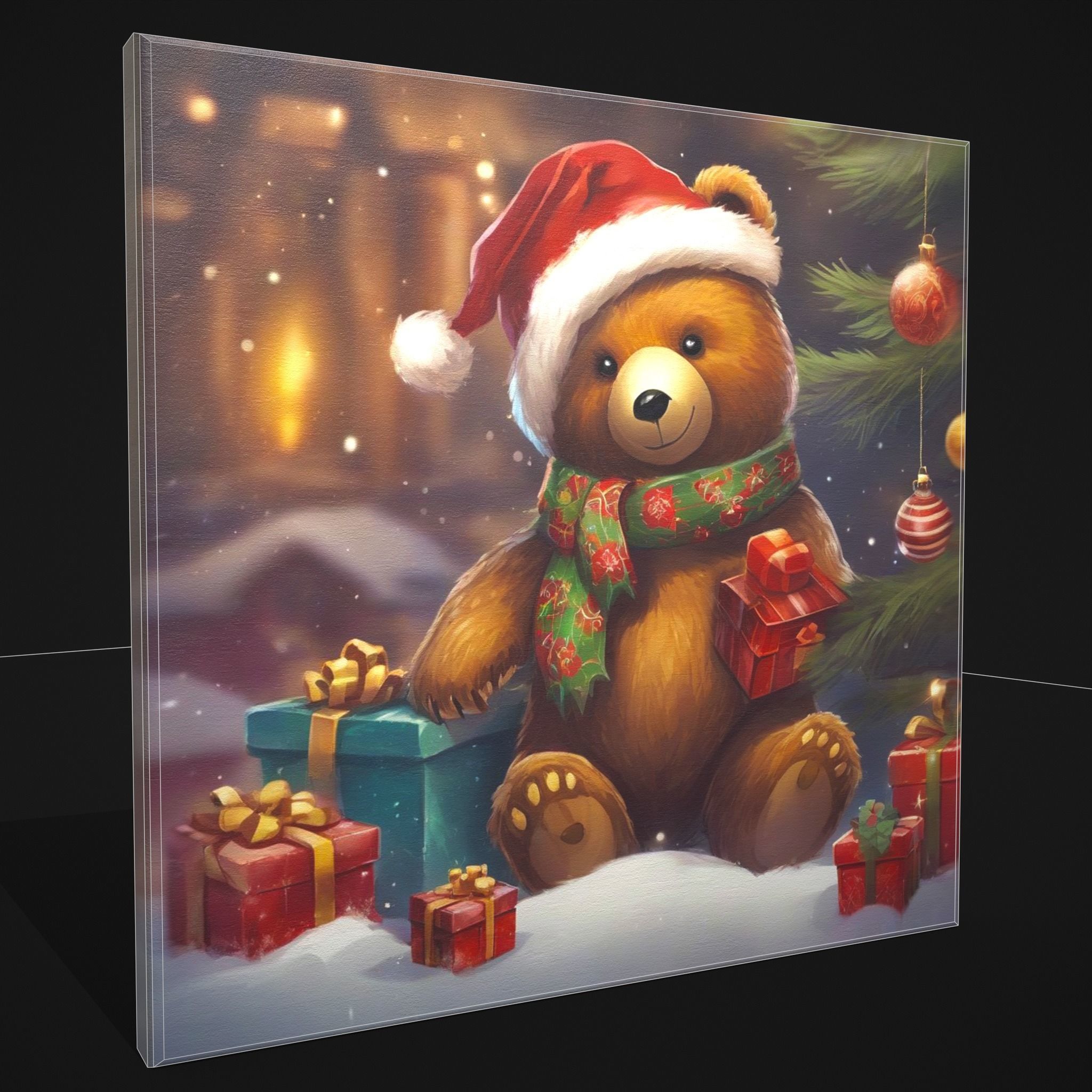 Christmas Bear Painting Two  Low-poly 3D model_2