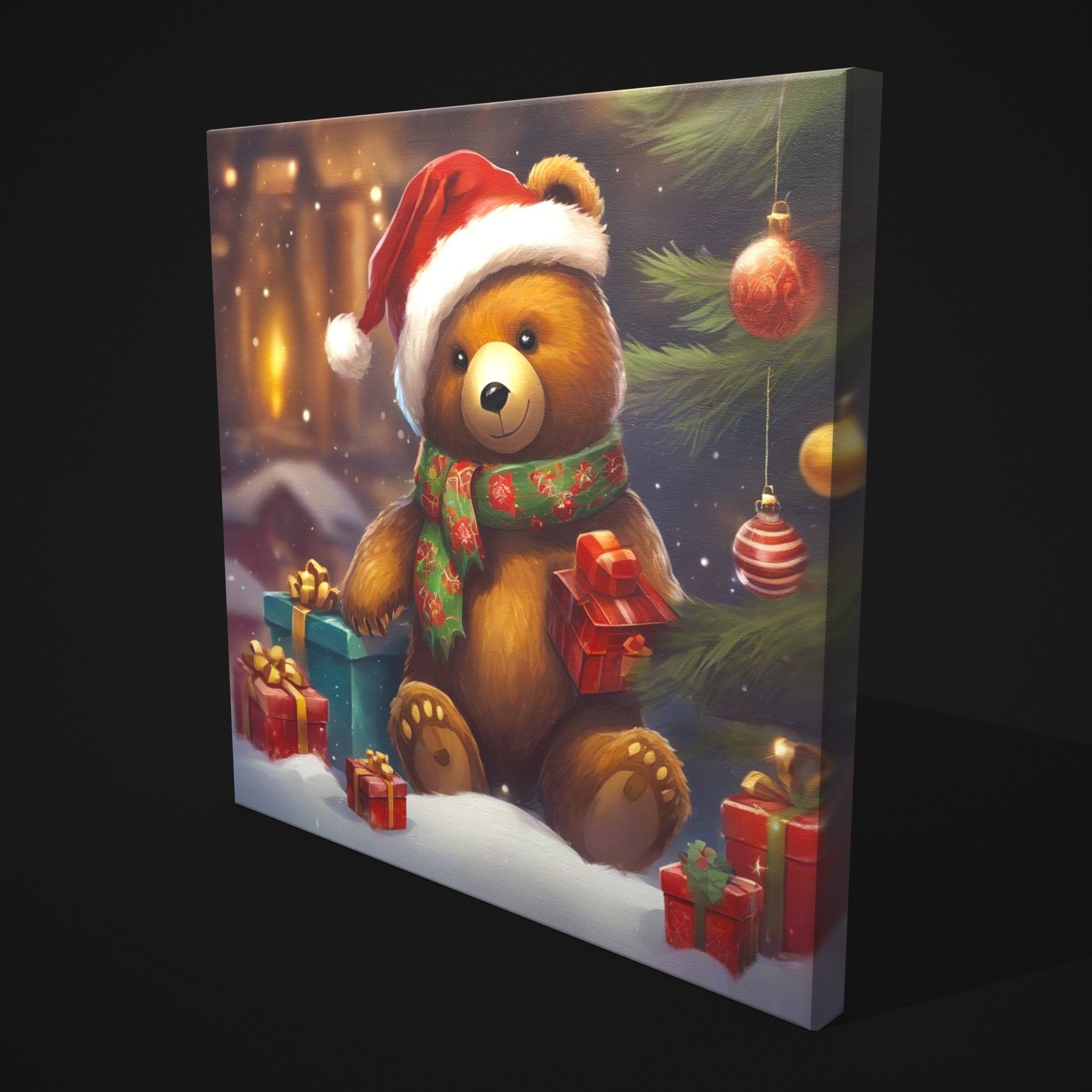 Christmas Bear Painting Two  Low-poly 3D model_5