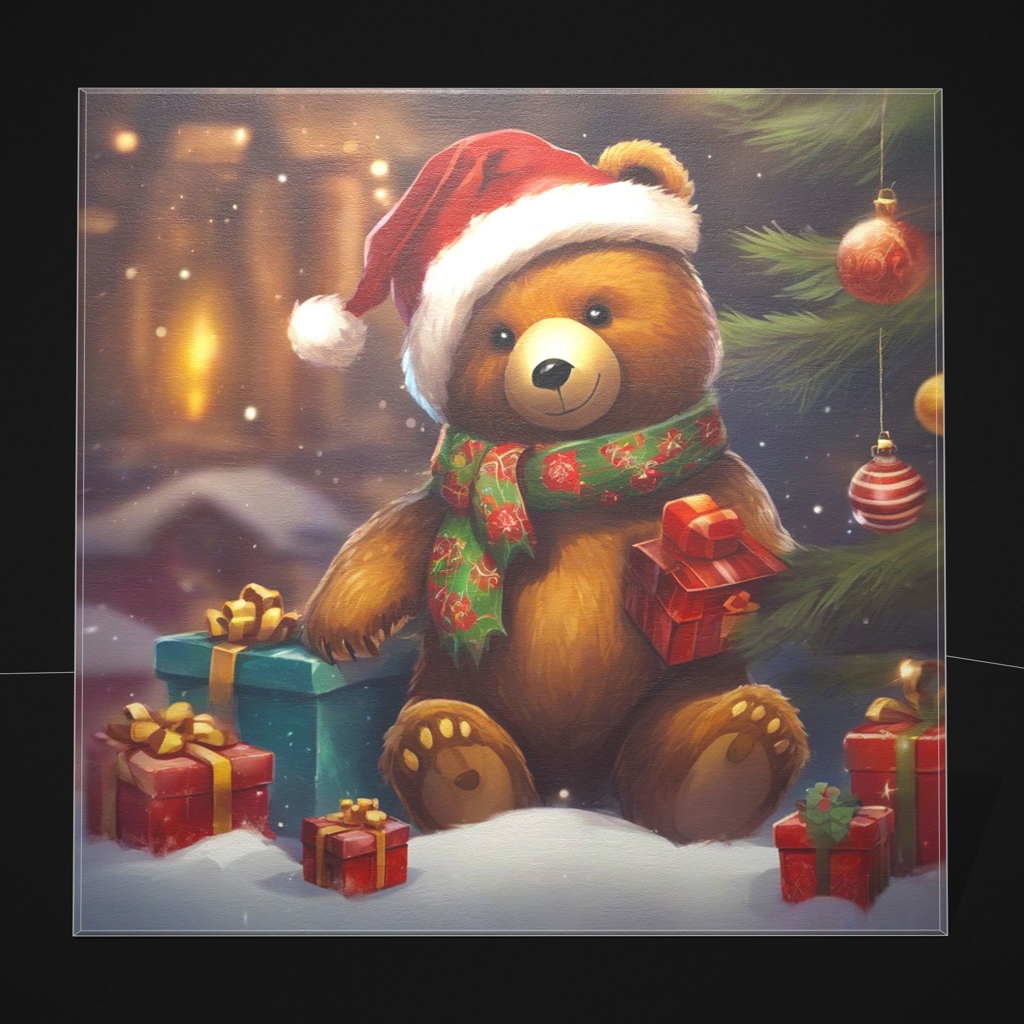 Christmas Bear Painting Two  Low-poly 3D model_4