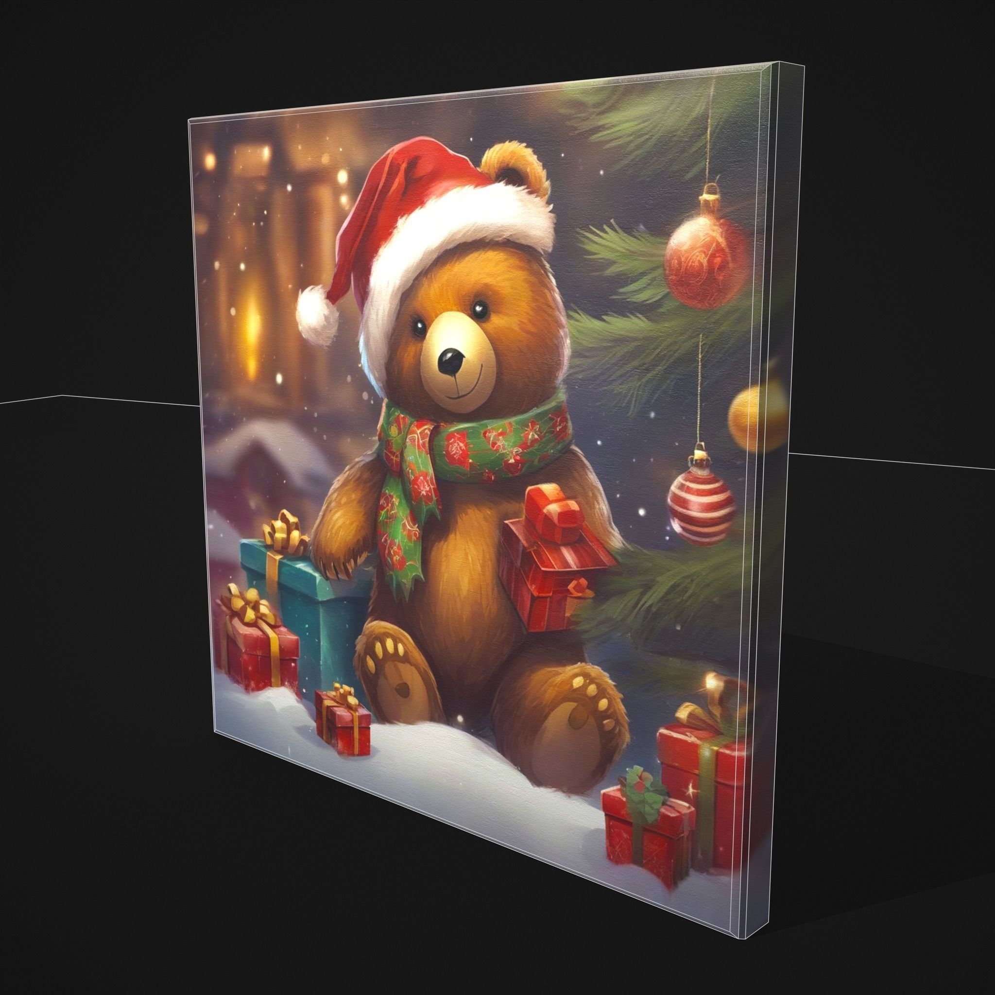 Christmas Bear Painting Two  Low-poly 3D model_6