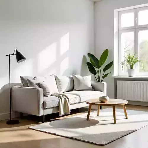 Modern Scandinavian Light Fabric Sofa 3 Seater with Cushions