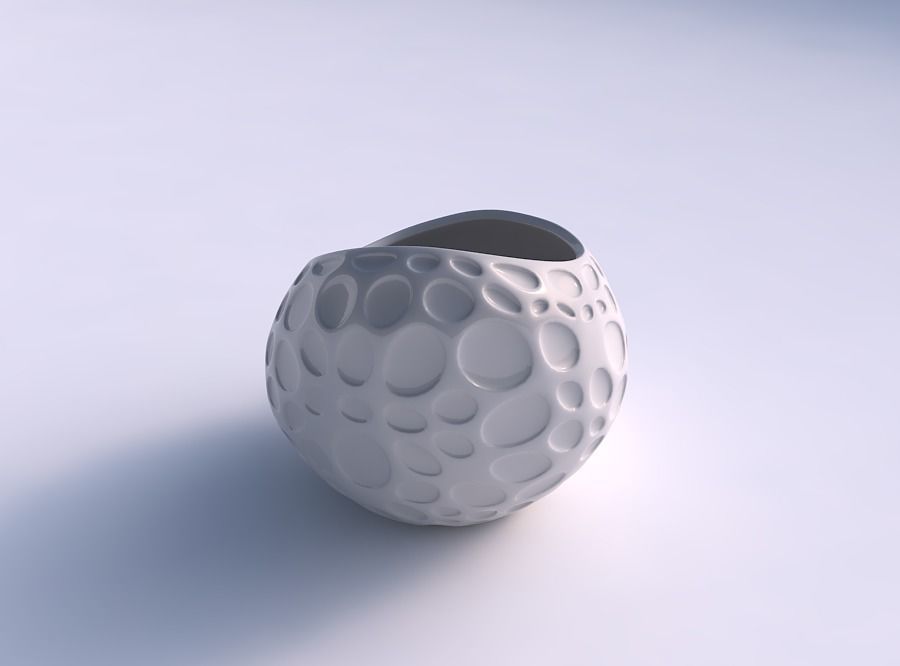 Bowl skewed and twisted with bubbles 3D print model_0