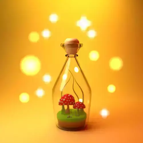 mushrooms in a glass bottle