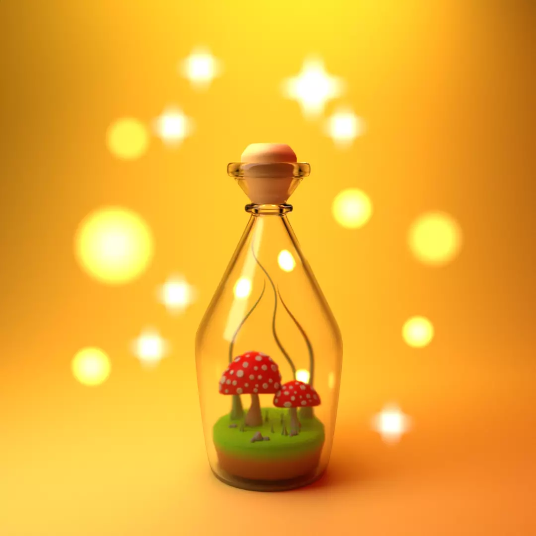 mushrooms in a glass bottle Free 3D model