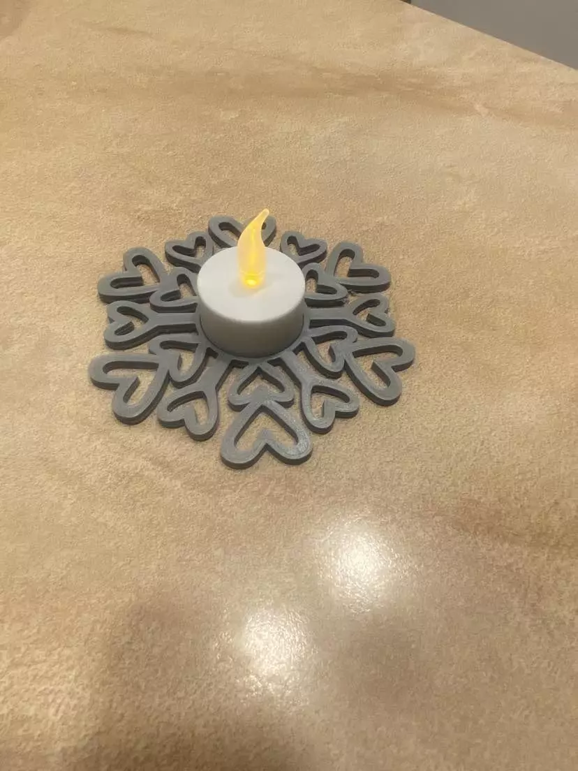 CHRISTMAS SNOWFLAKE LED TEALIGHT HOLDER LOVE DAY VALENTINE DAY 3D print model_0