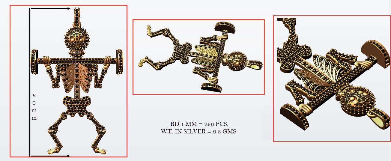skull diamond bodybuilding  3D print model_2