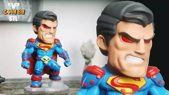 Superman Death Metal Chibi STL for 3D Printing ChibiSTL 3DXM