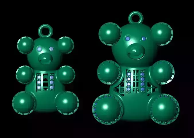 2 Size teddy bear necklace