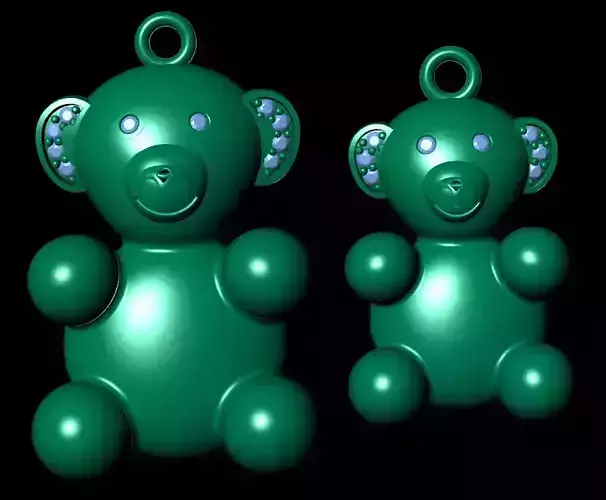 2 size teddy bear necklace