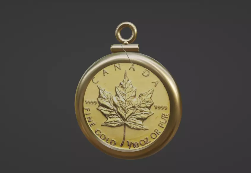 one tenth ounce Canadian maple dollar coin frame mount bezel 3D print model