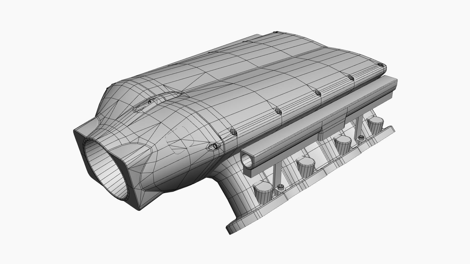 Frankenstein Low Pro billet intake manifold Low-poly 3D model_12