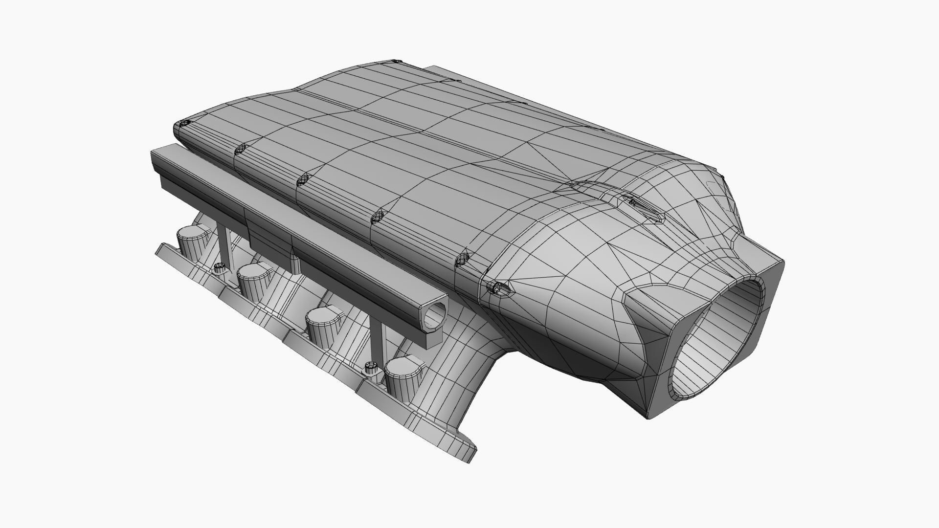 Frankenstein Low Pro billet intake manifold Low-poly 3D model_10