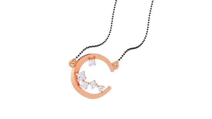 Moon With Stars Light Weight Diamond Necklace renders 3dm stl 3D print model