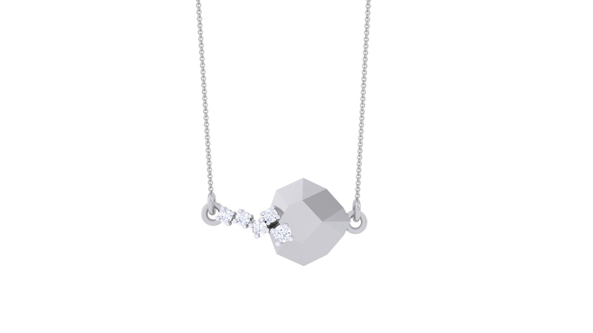 Light Weight Diamond Necklace renders 3dm stl details 3D print model_6