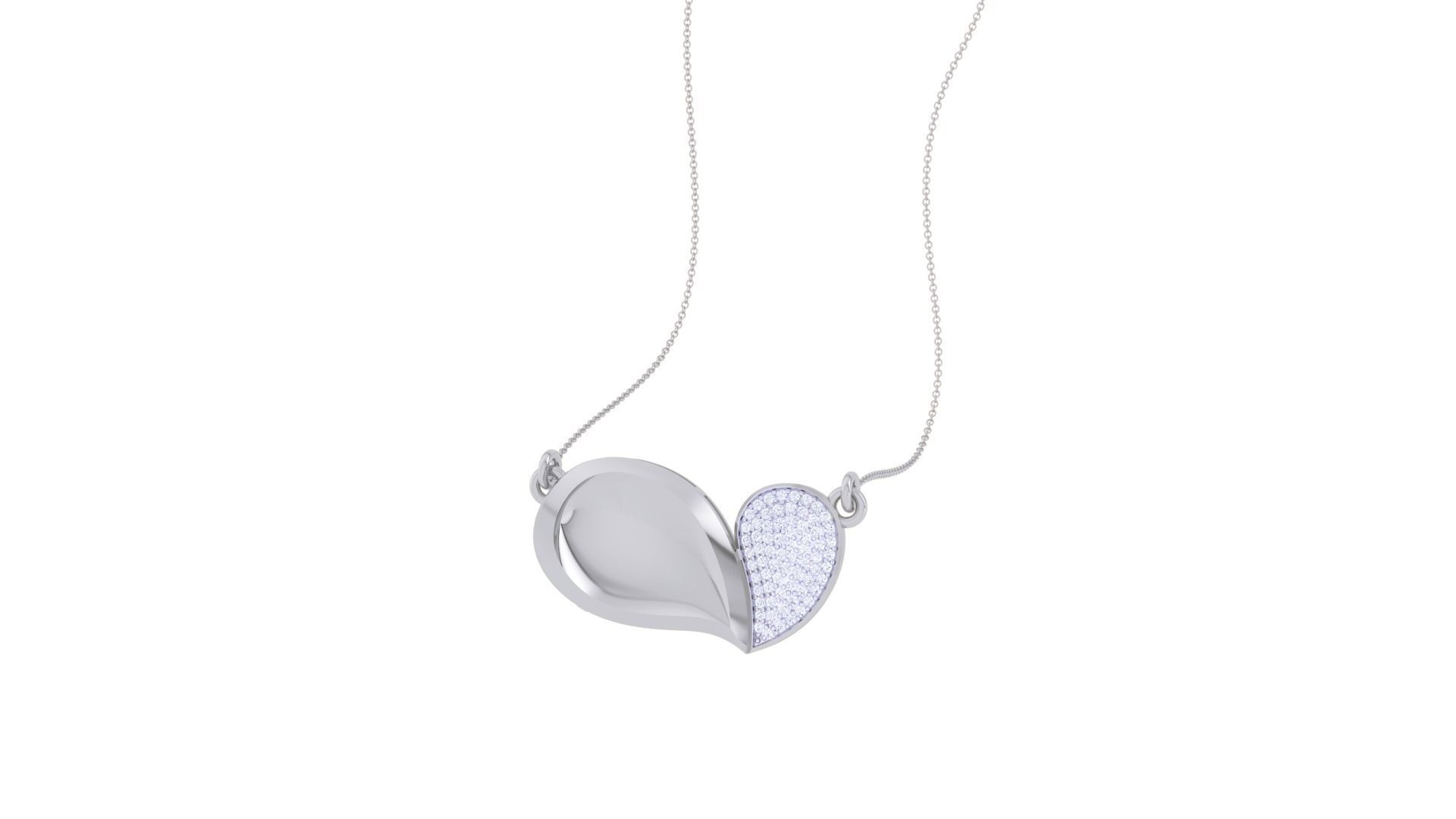 Heart Love Valentine Light Weight Diamond Necklace renders 3dm 3D print model_2