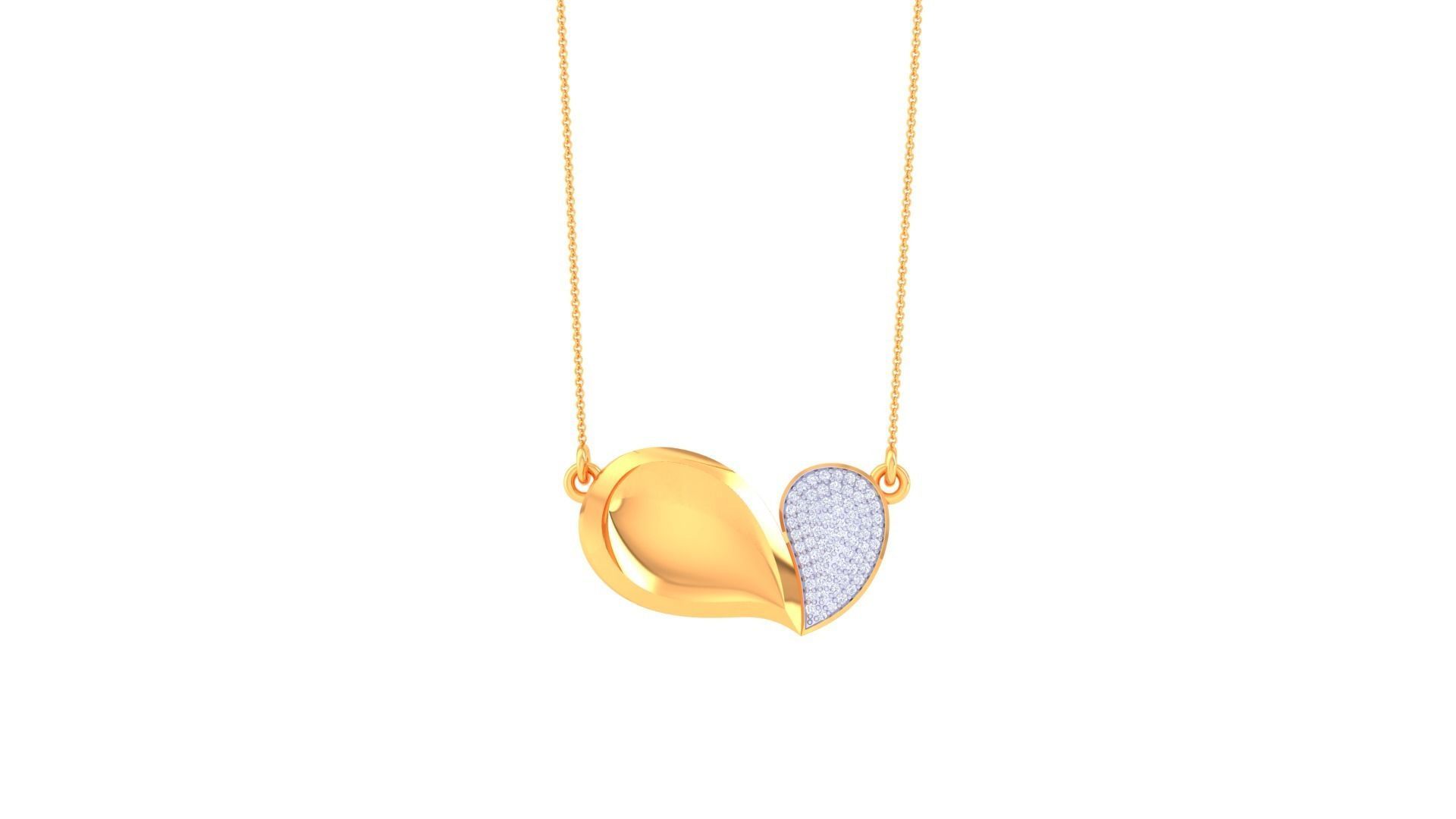 Heart Love Valentine Light Weight Diamond Necklace renders 3dm 3D print model_7