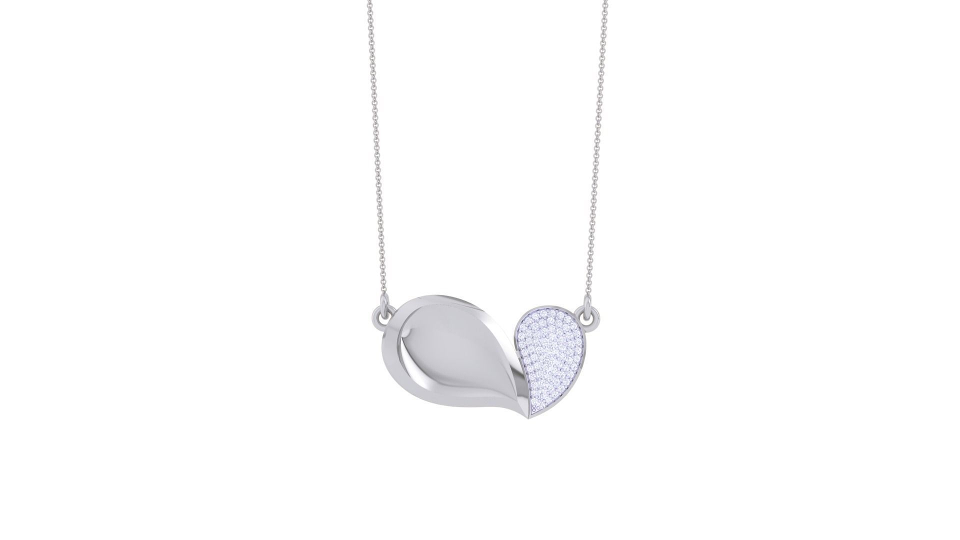 Heart Love Valentine Light Weight Diamond Necklace renders 3dm 3D print model_6