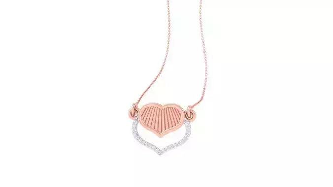 Dual Heart Light Weight Diamond Necklace renders 3dm stl