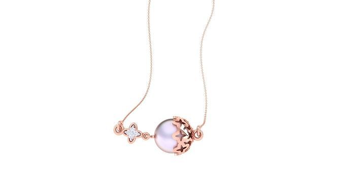 Star Pearl Light Weight Diamond Necklace renders 3dm stl  3D print model