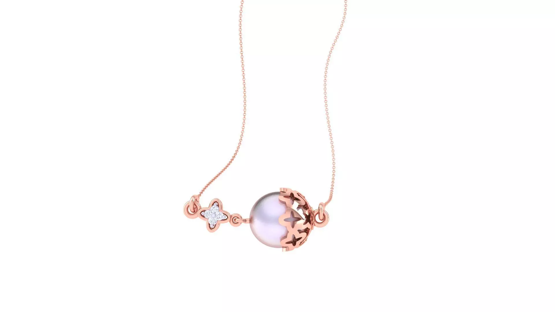 Star Pearl Light Weight Diamond Necklace renders 3dm stl 3D print model