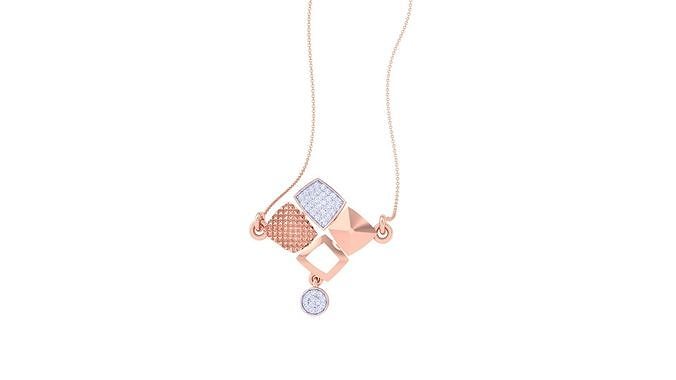 Square Set Light Weight Diamond Necklace renders 3dm stl 3D print model