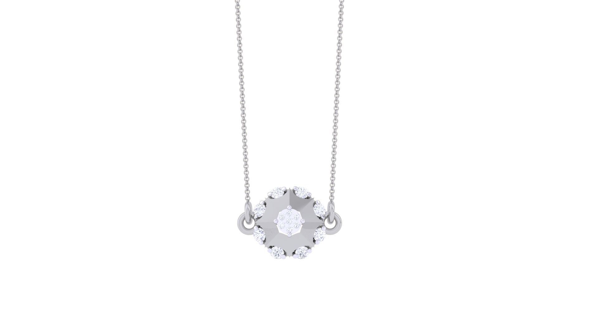 Flower Light Weight Solitaire Diamond Necklace renders 3dm stl 3D print model_6