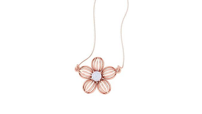 Mesh Flower Light Weight Diamond Necklace renders 3dm stl 3D print model