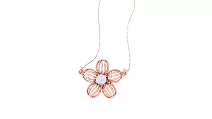 Mesh Flower Light Weight Diamond Necklace renders 3dm stl