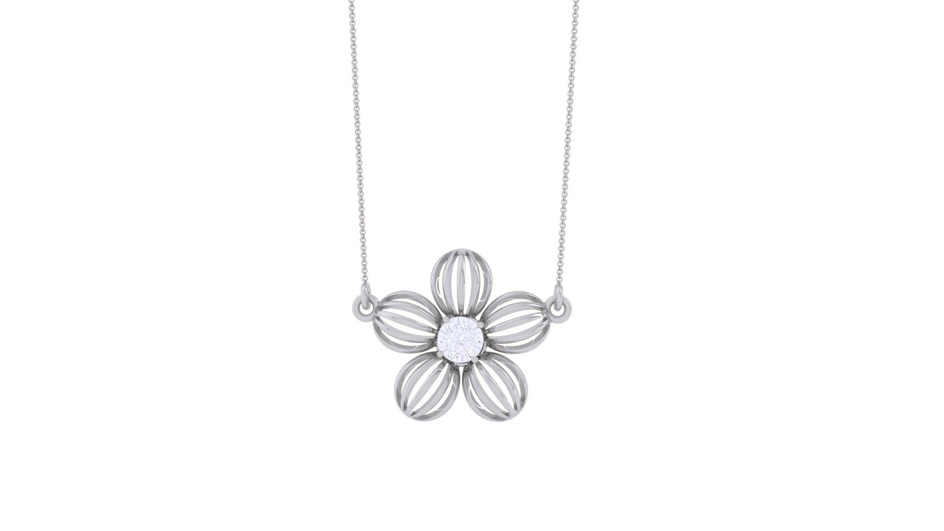 Mesh Flower Light Weight Diamond Necklace renders 3dm stl 3D print model_6