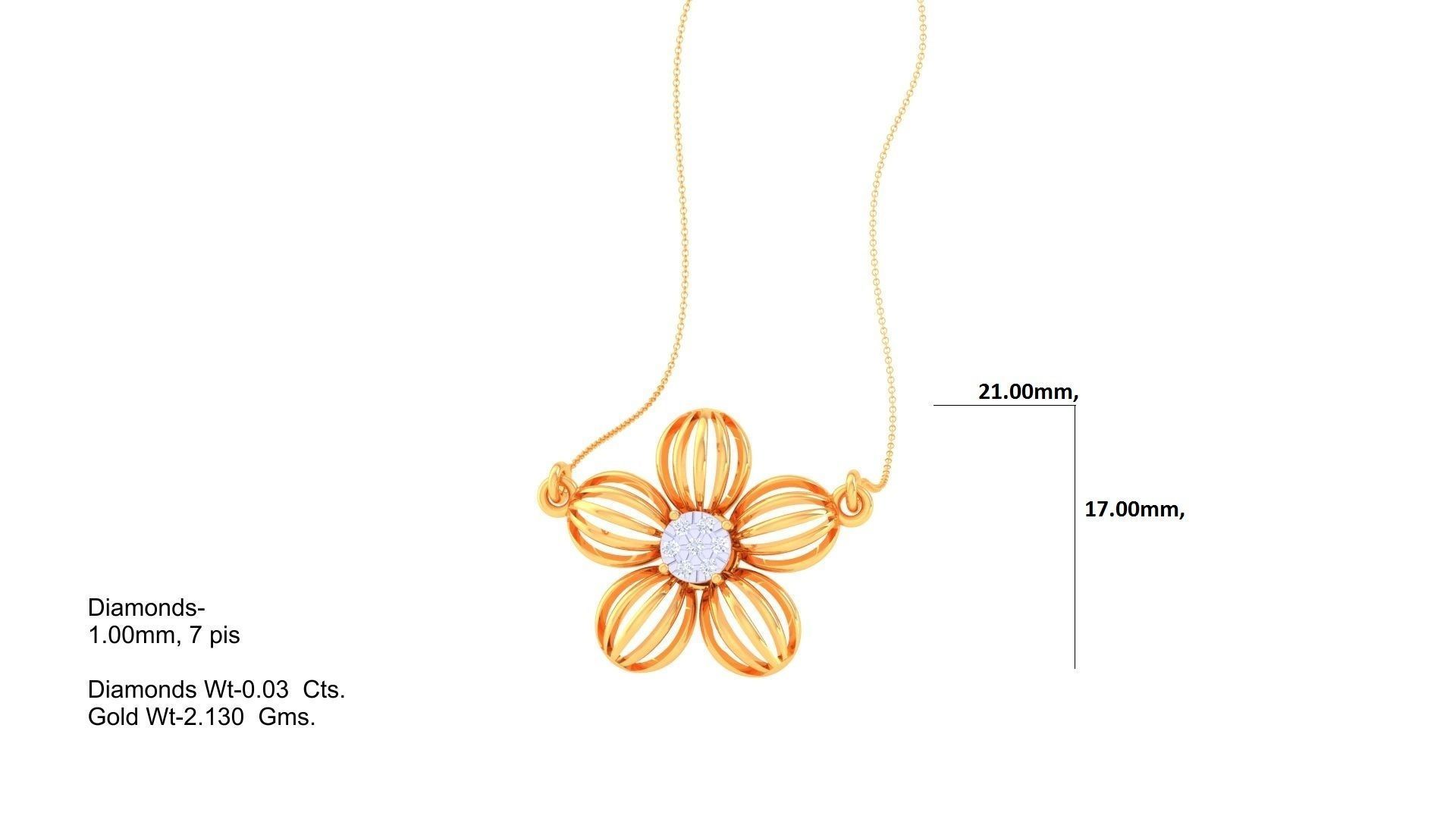 Mesh Flower Light Weight Diamond Necklace renders 3dm stl 3D print model_1