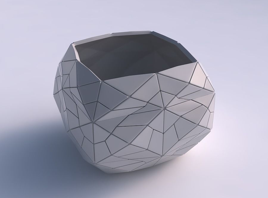 Bowl semi-quadratic with mosaic plates 3D print model_0