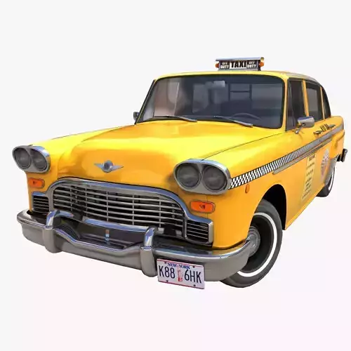 Yellow Taxi Cab Low-poly 3D model