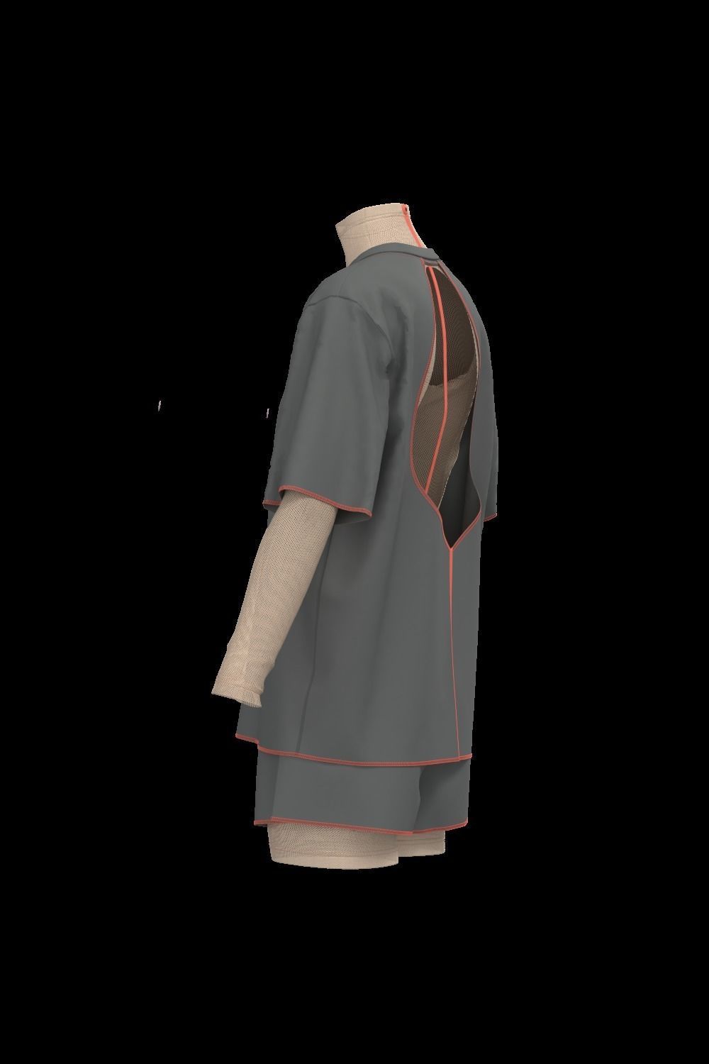 Female oversized tshirt  overalls short 3D model_15