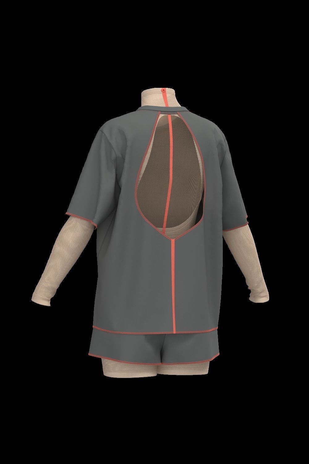  Female oversized tshirt  overalls short 3D model_5