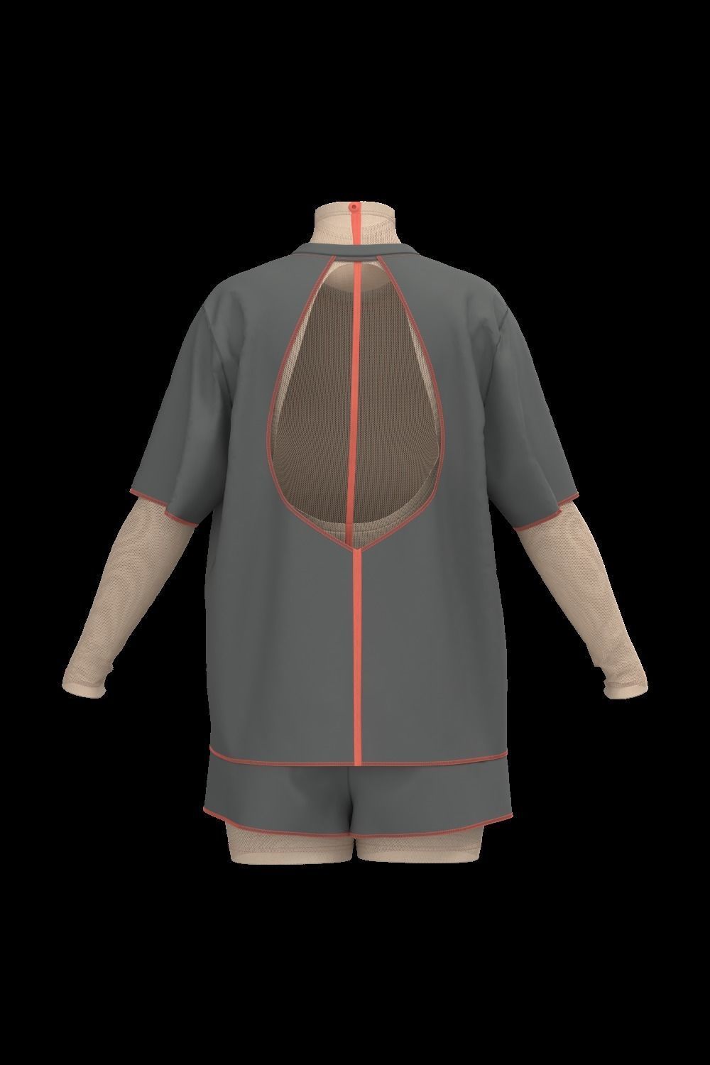  Female oversized tshirt  overalls short 3D model_10